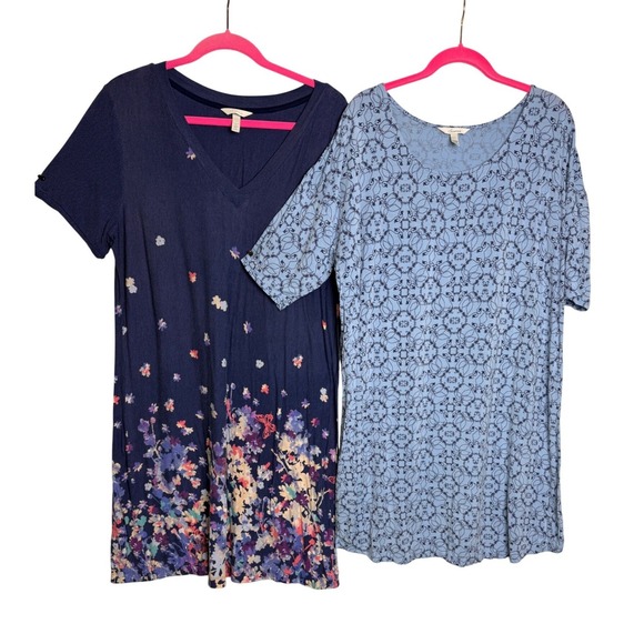 Soma Other - Soma Sleep Shirt Nightgown Womens XL Blue Floral Geometric 2 Pack Bundle Lounge